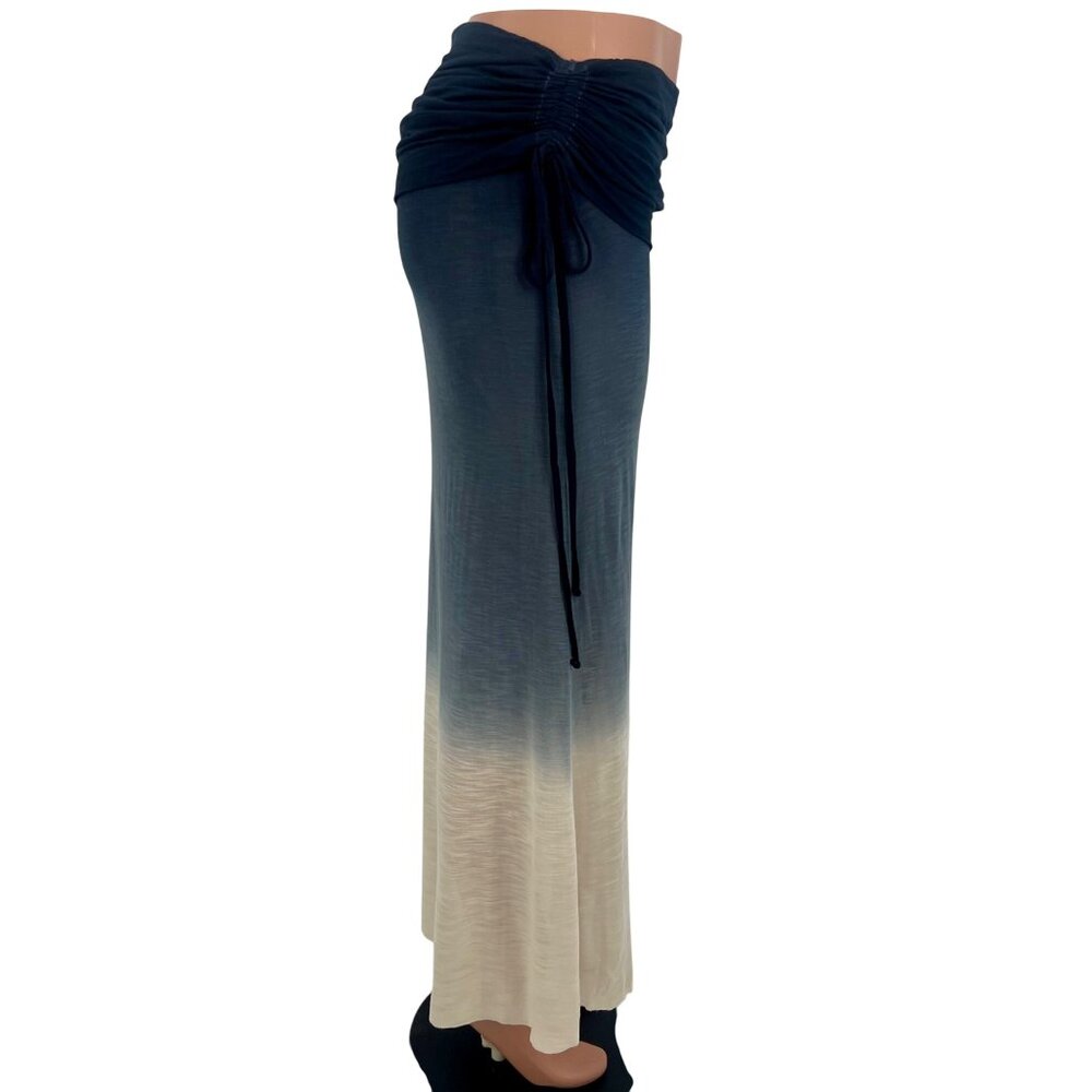 Young Fabulous & Broke Blue Ombre Fold Over Waist Ruched Sides Boho Maxi Skirt - Picture 10 of 16